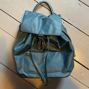 Blue pleather knapsack